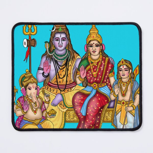Item preview, Shiva Family Artwork | Divine Hindu Gods Digital Painting with Parvati, Ganesha and Kartikeya designed and sold by Harshit_Digital_Arts.
