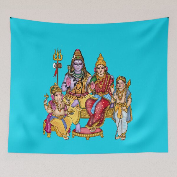 Item preview, Shiva Family Artwork | Divine Hindu Gods Digital Painting with Parvati, Ganesha and Kartikeya designed and sold by Harshit_Digital_Arts.