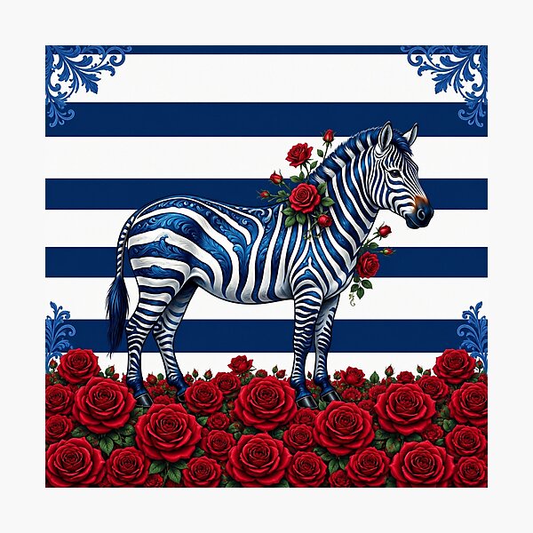 Item preview, Blue Zebra, Stripes & Baroque designed and sold by DesignsByPrnces.