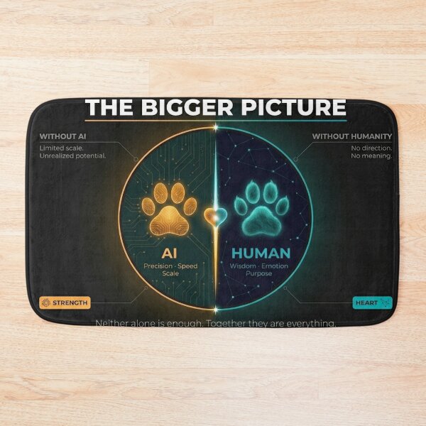 Item preview, Human AI Infographic Art — What Does AI Mean For Humanity — AI Human Partnership designed and sold by NeoTigLuna.