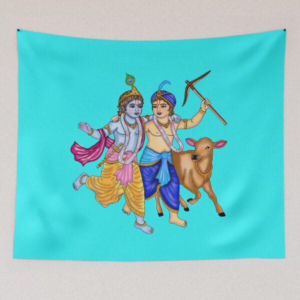Item preview, Krishna and Balarama Artwork | Divine Hindu Digital Painting Illustration designed and sold by Harshit_Digital_Arts.