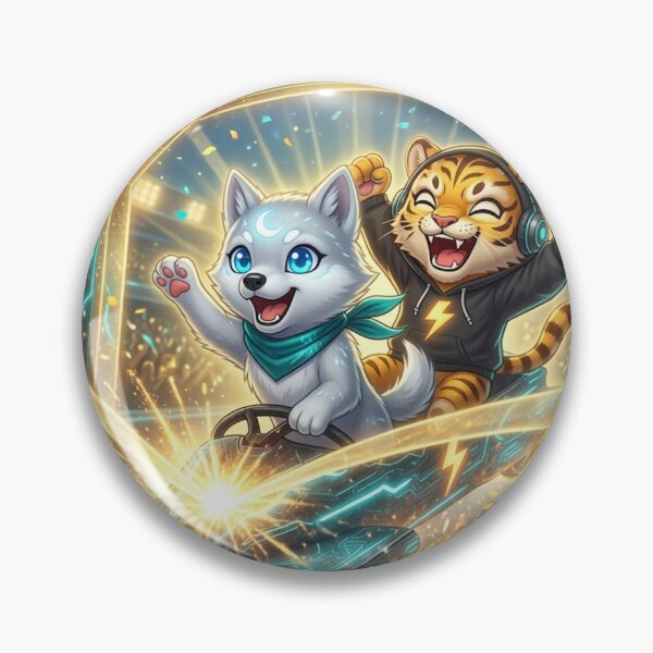 Item preview, Cyber Bobsled Victory — AI Tiger Wolf Pup Champions — AI Human Partnership designed and sold by NeoTigLuna.