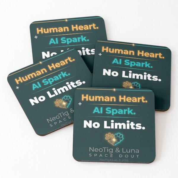 Item preview, Human Heart AI Spark No Limits Typography Quote Dark Teal Premium Motivational Tech Office Gift designed and sold by NeoTigLuna.