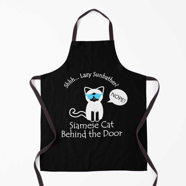 Item preview, Funny Siamese Cat Lazy Sunbather Behind the Door White Text designed and sold by Na7nasColorShop.