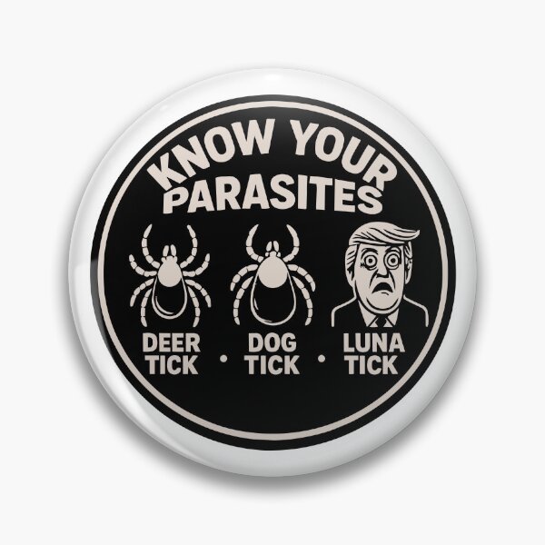 Item preview, United States President - Know Your Parasites – Round Black & White Satirical Sticker designed and sold by PIXEL POP DESIGNS - Beyond the Norm!.
