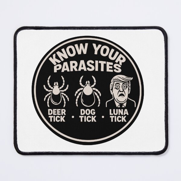 Item preview, United States President - Know Your Parasites – Round Black & White Satirical Sticker designed and sold by PIXEL POP DESIGNS - Beyond the Norm!.