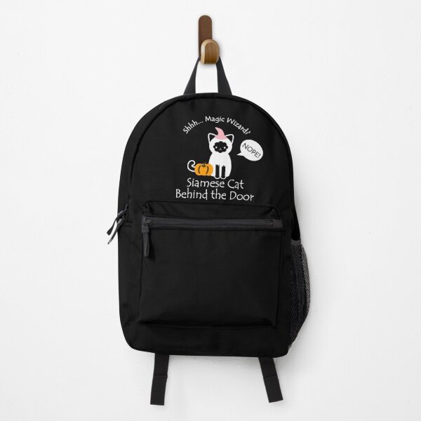 Item preview, Funny Siamese Cat Magic Wizard Behind the Door White Text designed and sold by Na7nasColorShop.
