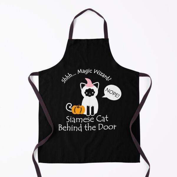 Item preview, Funny Siamese Cat Magic Wizard Behind the Door White Text designed and sold by Na7nasColorShop.