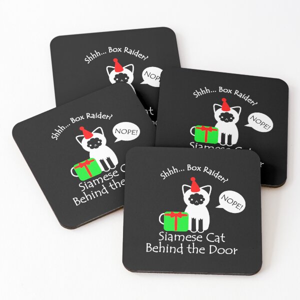 Item preview, Funny Siamese Cat Box Raider Behind the Door White Text designed and sold by Na7nasColorShop.