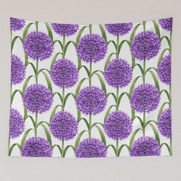 Item preview, Allium Purple Globe Watercolor Garden Seamless Pattern designed and sold by Inkworksbyshery.