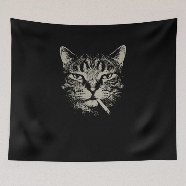 Item preview, Smoking Cat Grunge Face Punk Streetwear Design designed and sold by MentalPanic.
