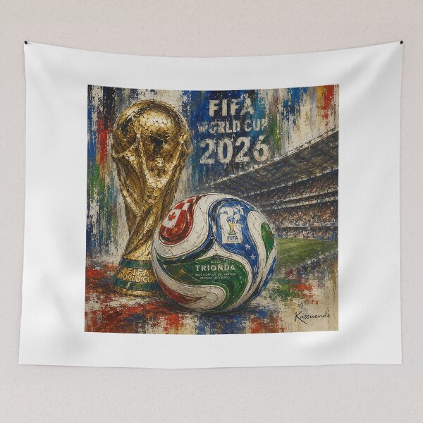 Item preview, TRIONDA Glory | FIFA World Cup 2026 Match Ball and Trophy Painting designed and sold by ArtistrySky.