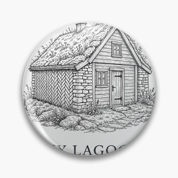 Item preview, Sky Lagoon Turf House Icelandic Heritage Line Art ,  sky lagoon architecture, traditional Icelandic building methods, klombruhledsla designed and sold by EXATEES  ⭐⭐⭐⭐⭐.
