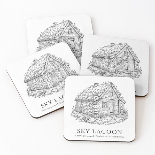 Item preview, Sky Lagoon Turf House Icelandic Heritage Line Art ,  sky lagoon architecture, traditional Icelandic building methods, klombruhledsla designed and sold by EXATEES  ⭐⭐⭐⭐⭐.