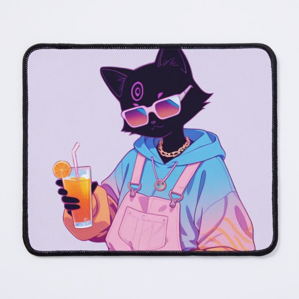 Item preview, I Love Cats and Orange Juice Cute Anime Black Cat designed and sold by BLUESKY11a.