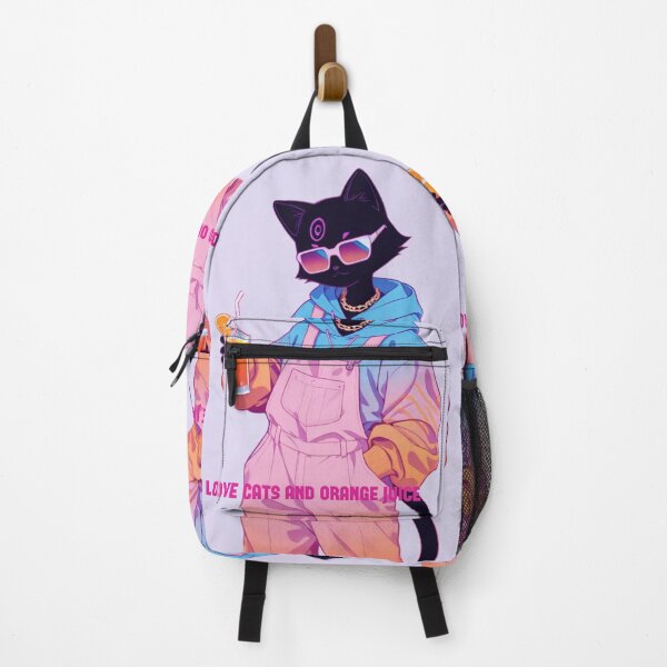 Item preview, I Love Cats and Orange Juice Cute Anime Black Cat designed and sold by BLUESKY11a.