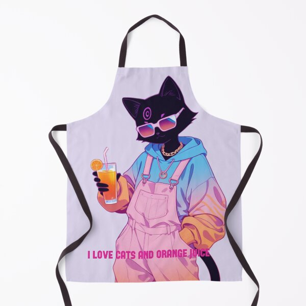 Item preview, I Love Cats and Orange Juice Cute Anime Black Cat designed and sold by BLUESKY11a.