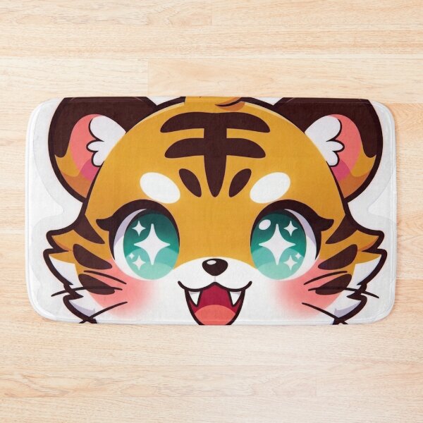 Item preview, NeoTig Kawaii AI Tiger Cub Chibi Face Sticker Sparkle Eyes Cute Anime Tech GiftGift designed and sold by NeoTigLuna.