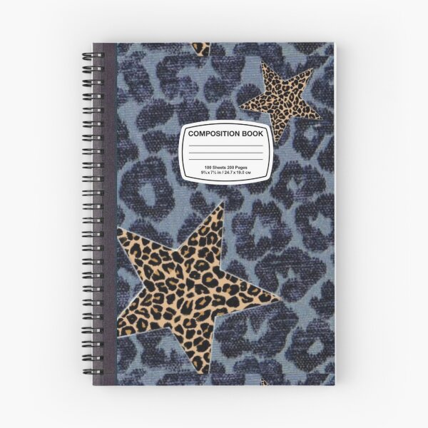Item preview, Blue Denim Leopard Print and Yellow Print Stars Notebook  designed and sold by Lavendor.