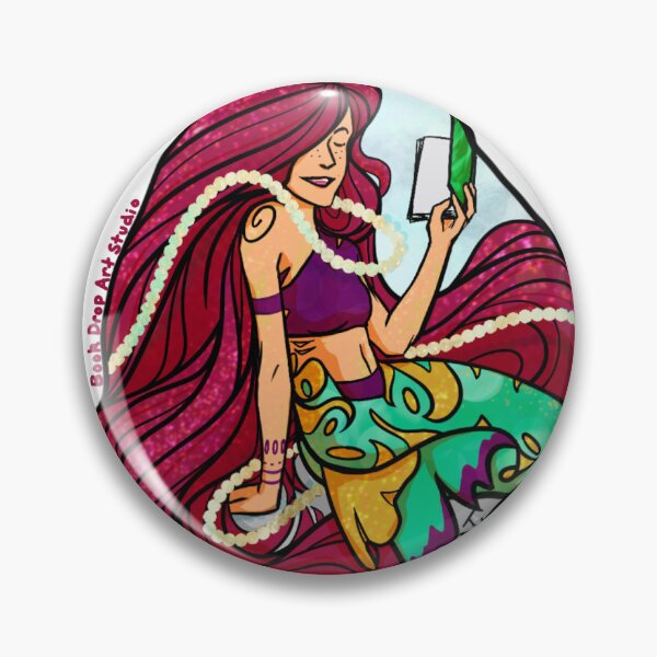Item preview, Reading Mermaid Red Head designed and sold by Book Drop Art Studio.
