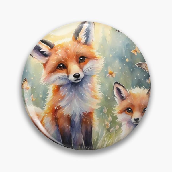Item preview, Fox and Kit in Magical Flower Meadow Watercolor designed and sold by Pioneer Spirit Market.