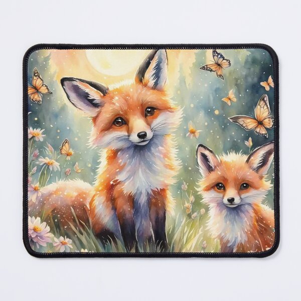 Item preview, Fox and Kit in Magical Flower Meadow Watercolor designed and sold by Pioneer Spirit Market.