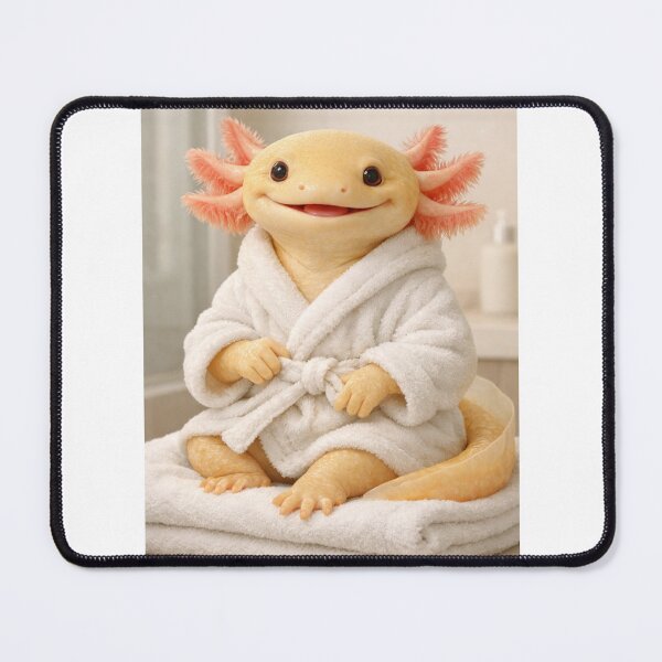 Item preview, Cozy Bathrobe Golden Albino Axolotl designed and sold by Sillytoe.
