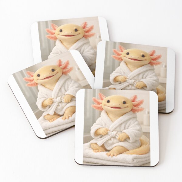 Item preview, Cozy Bathrobe Golden Albino Axolotl designed and sold by Sillytoe.
