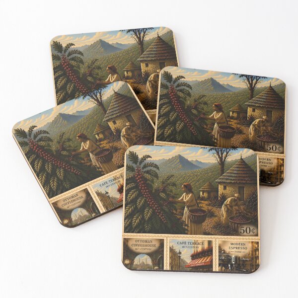 Item preview, Vintage Coffee Heritage Stamp Art Print designed and sold by Easternpantry.