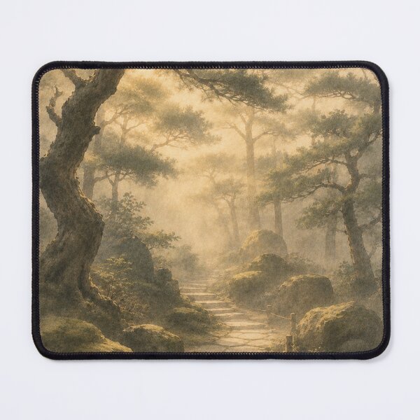 Item preview, Japanese Pine Forest Wall Art Print – Japandi Sumi-e Landscape Poster, Zen Garden Path Decor, Misty Morning Light, Minimalist Japanese Wall Art, Made by Japanese Artist in Japan designed and sold by SereniBloom.