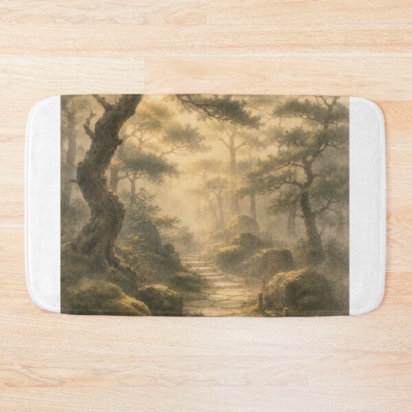Item preview, Japanese Pine Forest Wall Art Print – Japandi Sumi-e Landscape Poster, Zen Garden Path Decor, Misty Morning Light, Minimalist Japanese Wall Art, Made by Japanese Artist in Japan designed and sold by SereniBloom.
