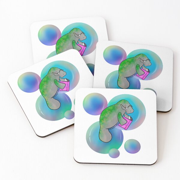 Item preview, Reading Manatee with Bubbles designed and sold by Book Drop Art Studio.