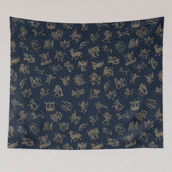Item preview, Vintage Medieval Celestial Constellations - Navy Gold Cream designed and sold by HannahGinn.Design.