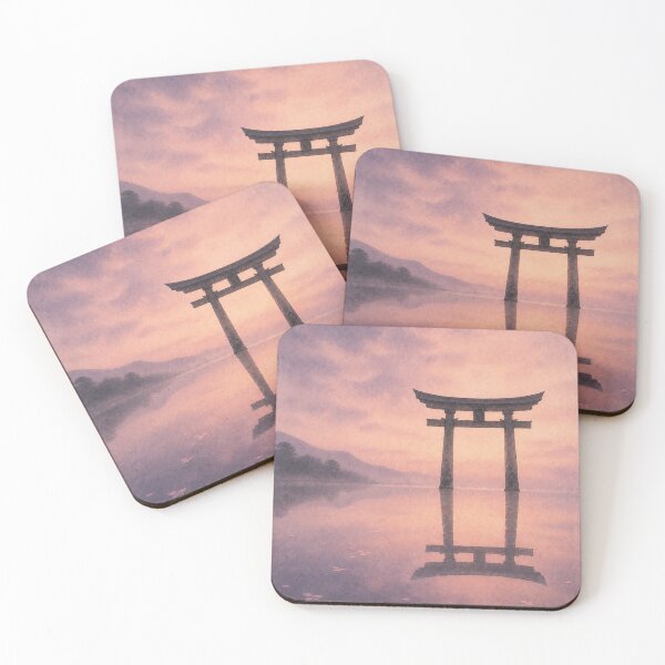 Item preview, Torii Gate Wall Art Print – Japandi Japanese Sumi-e Poster, Sunset Reflection Landscape, Zen Minimalist Decor, Cherry Blossom Petals, Made by Japanese Artist in Japan designed and sold by SereniBloom.