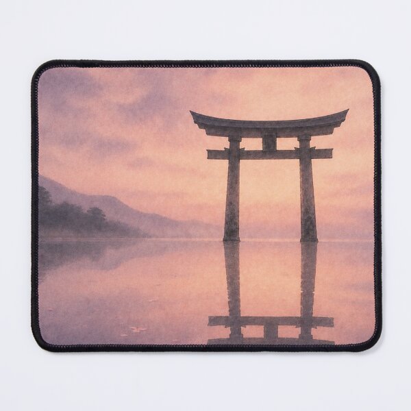 Item preview, Torii Gate Wall Art Print – Japandi Japanese Sumi-e Poster, Sunset Reflection Landscape, Zen Minimalist Decor, Cherry Blossom Petals, Made by Japanese Artist in Japan designed and sold by SereniBloom.