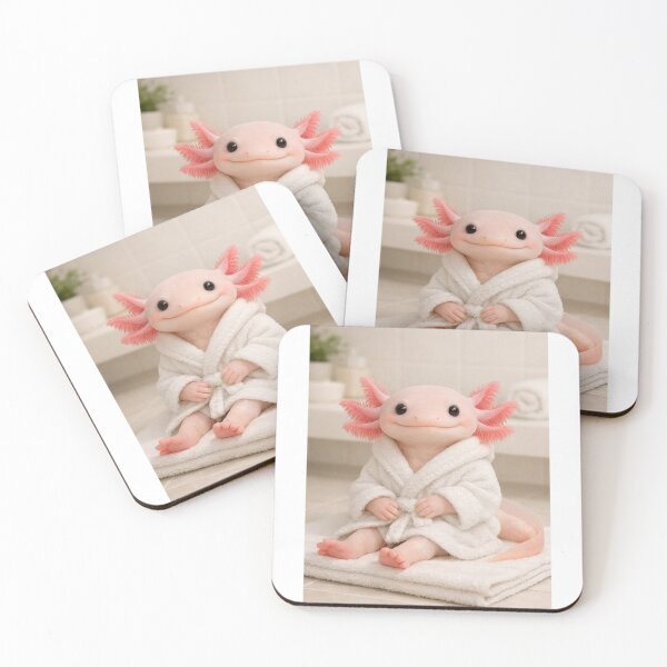 Item preview, Cozy Bathrobe Leucistic Axolotl designed and sold by Sillytoe.
