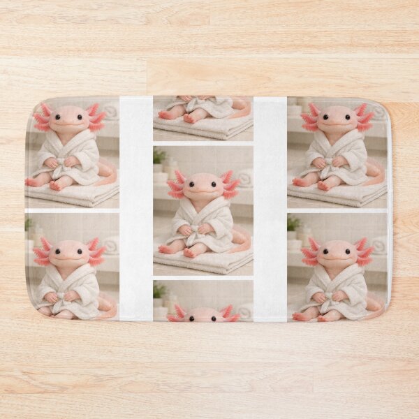 Item preview, Cozy Bathrobe Leucistic Axolotl designed and sold by Sillytoe.