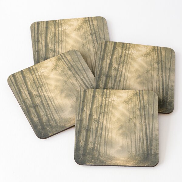 Item preview, Bamboo Forest Wall Art Print – Japandi Japanese Sumi-e Poster, Zen Bamboo Grove Landscape, Minimalist Nature Decor, Golden Morning Light, Made by Japanese Artist in Japan designed and sold by SereniBloom.