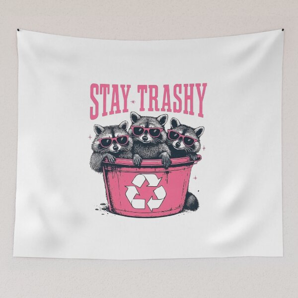 Item preview, Stay Trashy Raccoon Recycling Fun designed and sold by HUTEND.