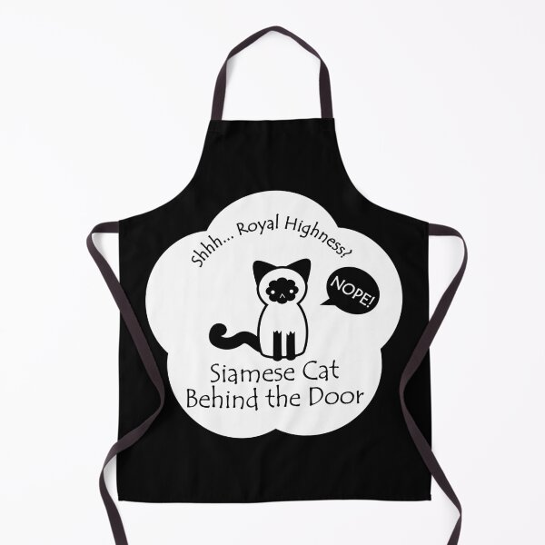 Item preview, Funny Siamese Cat Royal Highness Behind the Door White Base designed and sold by Na7nasColorShop.