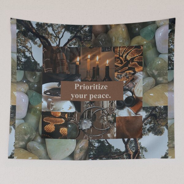 Item preview, Prioritize Your Peace – Cozy Ritual Collage designed and sold by CrisCat.
