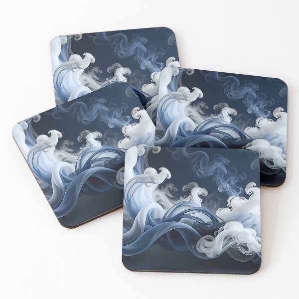 Item preview, Abstract Blue Smoke Waves Minimalist Modern Art designed and sold by CuteSlothWorld.