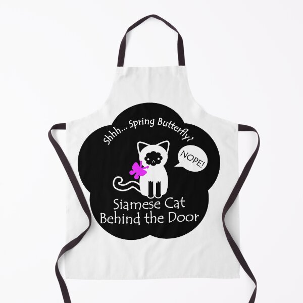 Item preview, Funny Siamese Cat Spring Butterfly Behind the Door Black Base designed and sold by Na7nasColorShop.
