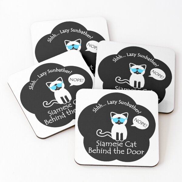 Item preview, Funny Siamese Cat Lazy Sunbather Behind the Door Black Base designed and sold by Na7nasColorShop.