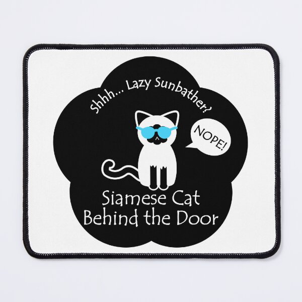 Item preview, Funny Siamese Cat Lazy Sunbather Behind the Door Black Base designed and sold by Na7nasColorShop.