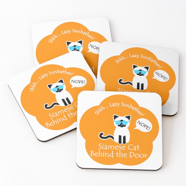 Item preview, Funny Siamese Cat Lazy Sunbather Behind the Door Orange Base designed and sold by Na7nasColorShop.