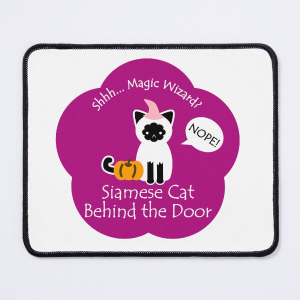Item preview, Funny Siamese Cat Magic Wizard Behind the Door Purple Base designed and sold by Na7nasColorShop.