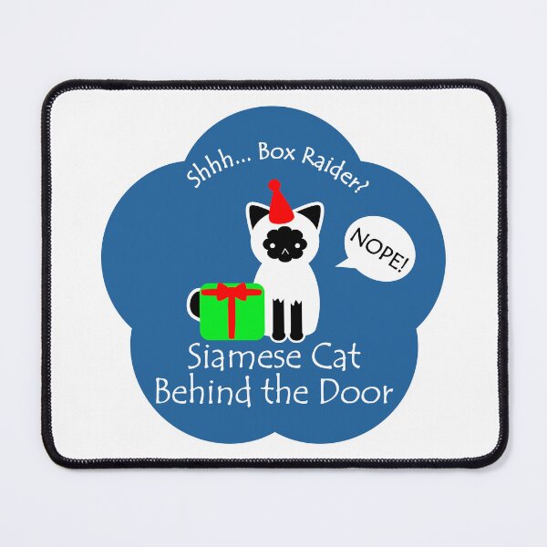 Item preview, Funny Siamese Cat Box Raider Behind the Door Dark Blue Base designed and sold by Na7nasColorShop.
