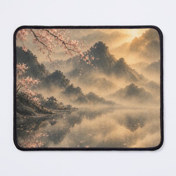Item preview, Cherry Blossom Wall Art Print – Japandi Japanese Sumi-e Poster, Misty Mountain Landscape, Zen Decor, Sakura Reflection Artwork, Made by Japanese Artist in Japan designed and sold by SereniBloom.