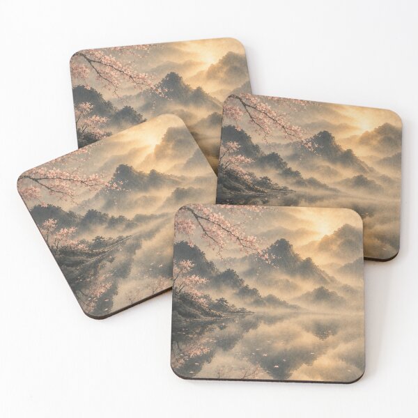 Item preview, Cherry Blossom Wall Art Print – Japandi Japanese Sumi-e Poster, Misty Mountain Landscape, Zen Decor, Sakura Reflection Artwork, Made by Japanese Artist in Japan designed and sold by SereniBloom.